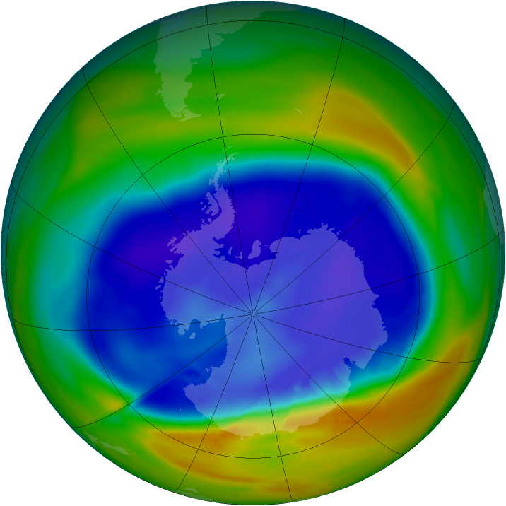 Antarctic ozone map for 07 September 2007